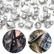 100/320Pcs 10mm Square Pyramid Silver Punk Rock Jewelry Craft 4 Claw Metal Studs For DIY Leather Stud Rivets, Bags, Clothes, Shoes Metal Square Rivets - AB - View 7