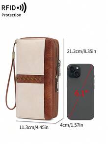 FOREVER MIYIN RFID Blocking Women Long Zip Around Wallet, Double Zipper Wristlet Purse, Large Capacity Multi Card Slots Cash Organizer Phone Holder For Daily Travel - Multicolor - View 12