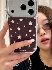 Minimalist Five-Point Star Silicone Phone Case Compatible With Iphone 17/16 Pro Max, Apple 15, 14 Plus, 13 Pro Max, 12 Pro, 11, Xs Max, Xr, Anti-Drop Protective Cover For Women, Premium Style - Brown - View 3