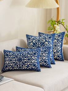 1pc Embroidered Pillow Case (Without Filling) - Navy Blue - View 6