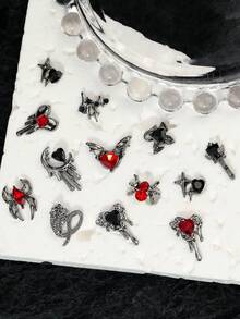 12-Grid Halloween Vintage Punk Zinc Alloy Nail Art Charms, Heart & Star Metal Y2K Nail Decor, Suitable For Girls - Multicolor - View 6