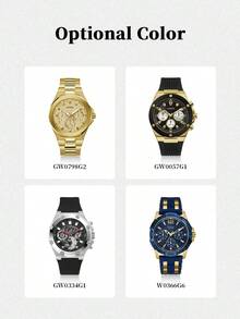 Guess Men's Dashboard Multifunction Quartz Watch Gold Steel Band Champagne Textured Dial Business Wristwatch GW0798G2 - Gold - View 9