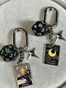 1pc Fashion Lucky Dice Keychain, Unisex, New Multi-Sided Dice Phone Case Bag Car Key Chain Pendant Car Decoration Bag Charm - Multicolor - View 3