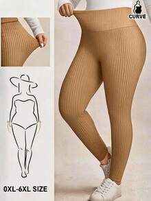 Plus Size Leggings - Coffee and Green - View 2