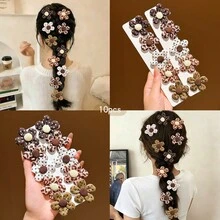 10 piezas de pinzas para el cabello con flores de estilo dulce y colorido para uso diario - Multicolor - Ver 10