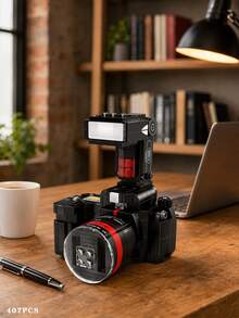 627pcs Vintage SLR Camera Building Blocks, Retro Film Camera Model Bricks, Simulated Vintage Photography Equipment Assembly Kit, Classic Camera Replica Decor, Desktop Display Decorative Model, Collectible Toy For Photography Enthusiasts - Multiple Colors - View 15