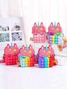 Unicorn Crossbody Purse For Girls, Rainbow Silicone Pop Bubble Sensory Toy Shoulder Bag,Adjustable Strap, Birthday Christmas Party Gift For Kids - Multicolor - View 3