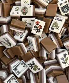 Brown Bear Pattern American Mahjong Tiles Set, 4‑Layer Brown Acrylic 160 Pieces Household Hand‑Play Mahjong Game, Classic Table Game For Family Gathering & Holiday Gift - Size 32 Brown Teddy Bear - View 6