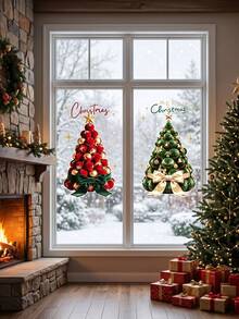2pcs/Set Christmas WindowSticker,ChristmasTreePattern,35*50inches Reusable, Winter Window Decal, Suitable For Home Office Glass Door And Window Decoration, Wall Sticker, Room Decor, Bedroom Decor, Kitchen Decor, Home Decor - Multiple Styles - View 7