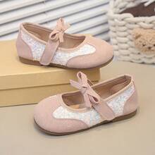 Pink Sequin Bow Mary Jane Princess Shoes For Girls - Baby Pink - View 4