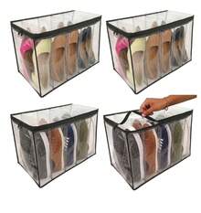 Kit 4 Colmeias Sapateiras em PVC com Zíper – Organizador de Calçados Reforçado com Divisória para Sapatos, Tênis, Chinelos e Rasteirinhas - Preto - Visão 1