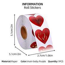 500pcs/Roll Red Heart-Shaped Self-Adhesive Stickers, 3 Design Patterns, Suitable For Valentine's Day Atmosphere, Holiday Cards, Flower Bouquets, Gifts, DIY Decoration, PVC Waterproof Labels Back To School Valentine's Day - Multicolor - View 9