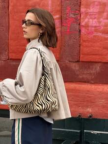 Women's Striped Loose Long Sleeve Polyester Regular Jacket, Suitable For Spring And Autumn Casual Wear - Apricot - View 5