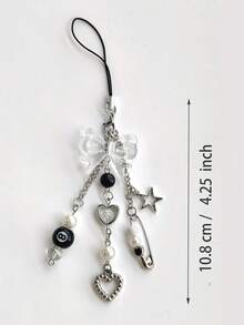 1pc Transparent Black Bow Charm, Korean Sweet & Cool Y2K Style, Girl's Bag, Key, Phone, Earphone Case Pendant, Phone Charm, Daily Accessory - Multicolor - View 5