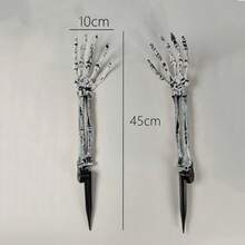 Halloween Skeleton Decor Set - Realistic Skull & Bone Hands With Stakes For Yard, Garden, Outdoor Scary Decor (3 PiecesWaterproof, Spooky Party Props - Grey - View 5