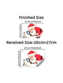 1pc Vinyl Christmas Wall Sticker, Cartoon Santa Claus Holding Magnifying Glass Checking Wish List Pattern, Suitable For Apartments, Cafes, Homestays And Other Places, Creating A Relaxed And Pleasant Holiday Atmosphere - 1 - View 3