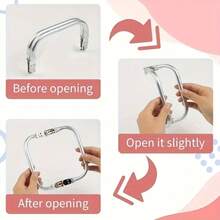 2pcs Aluminum Square Mouth Purse Clasp With Kiss Lock Closure And Inner Tube Support Structure, Metal Hardware Accessories For Wallet Making, Crochet Bag, Makeup Bag, Jewelry Box, Handbag, Woven Bag Creative Handmade Crafts, Old Bag Repair And Modification, Bag Frame Material, Durable Metal, DIY Bag Accessories - Multiple Styles - View 8