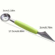 1pc Multi-Function Fruit Scoop, Suitable For Ice Cream, Baking, Fruit, Etc., Kitchen DIY Cold Plate Tool Function, Stainless Steel Fruit Carving Tool Kitchen Gadget, Fruit And Vegetable Preparation Tool, Random Color - Pink - View 3
