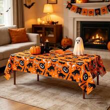3 Pieces1-Piece Halloween Evil Kitten Rectangular Tablecloth, Happy Scare Style | Disposable Plastic Cover, Spiders, Bats, Perfect For Trick-Or-Treat Parties, Photo Backdrops, And Indoor/Outdoor Use 54"X108" - Multicolor - View 7