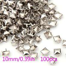 100/320Pcs 10mm Square Pyramid Silver Punk Rock Jewelry Craft 4 Claw Metal Studs For DIY Leather Stud Rivets, Bags, Clothes, Shoes Metal Square Rivets - AB - View 11