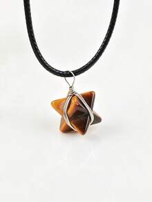 Merkaba Six-Pointed Star Natural Crystal Pendant Necklace, Meditation Healing Crystal Charm, Unisex Versatile - Merkaba Pendant - View 17