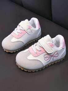 Toddler Girls' Colorblock Sports Shoes With Hook & Loop Closure, Soft Sole, Anti-Slip, Outdoor Walking Shoes - Beige - View 2