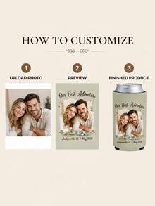 Custom Photo & Text Beverage Can Sleeve, Upload Your Own Image Personalized Beverage Can Sleeve, Custom Text Location & Date, Party Favor, Perfect Souvenir For Bachelorette/Bachelor Party, Outdoor Gathering And Holiday Celebration - Multicolor - View 5