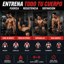 Juego de mancuernas multifuncionales 2 en 1, color rojo, con varios pesos ajustables, ideal para el gimnasio en casa, incluye un juego de mancuernas con barra ajustable - Negro - Ver 3