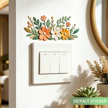 1PC 2D Floral Leaf Combination Switch Wall Sticker, Minimalist Artistic Home Outlet Surround Decorative Sticker - Multicolor - View 7