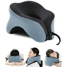 Ergonomic Office Pillow, Easy Nap Pillow, Desktop Nap Pillow, Travel Neck Pillow, Most Suitable For Prone Sleeping And Resting, Suitable For Sleep, Airplane, Car, Office, Memory Foam Airplane Neck Pillow, 360° Support Collapsible Pillow - Black - View 13