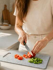 High-Quality Plastic Cutting Board, Marble Pattern Plastic Chopping Board, Available In Different Sizes, Mold-Resistant, Suitable For Kitchen And Restaurant Use, Perfect For Meal Prep For Weight Loss, Non-Slip Kitchen Cutting Board With Hanging Hole, Easy To Clean, Durable, Can Be Used For Cutting Meat, Vegetables, Fruits, Suitable For Home Cooking, Stylish Design - White - View 6