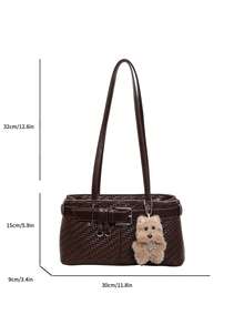 FEISTURE 1pc Fashionable Women's Underarm Shoulder Bag With Strap Decor, Suitable For Daily Outings, Dates, Commuting - Coffee - View 4