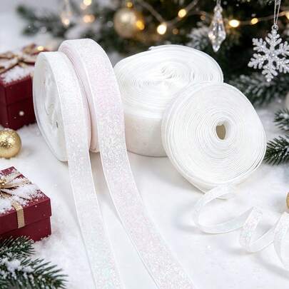 5 Yards/Batch 3/8 Inch Glitter Velvet Ribbon Headband Clip Bow Wedding Party Decoration 1cm, Best For Christmas (Multiple Sizes Available)
