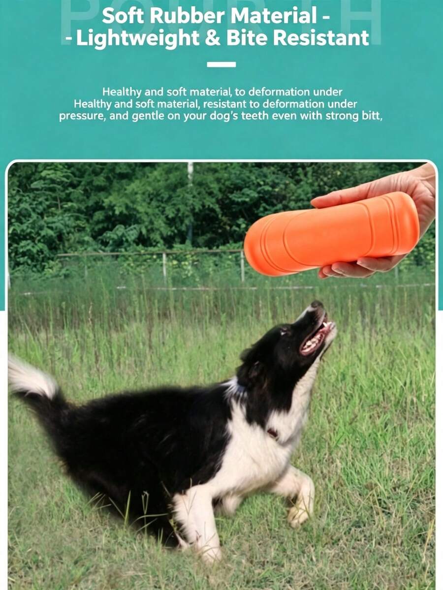 Durable Soft Rubber Dog Flying Disc, Non-Damaging Teeth Rubber Flying Disc, Outdoor Throwing, Interactive Training Toy, Home And Travel, Boredom Relief And Teeth Grinding, Dog Training Tool, Suitable For Small, Medium And Large Dogs, Multi-Scenario Use In Parks, Lawns, Travel And Home, Pet Interaction Supplies - Color: Random - View 1