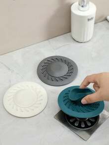 1/3pcs 2-In-1 Silicone Drain Stopper With Filter - Hair Catcher For Bathroom, Bathtub, Sink - Kitchen, Bathroom, Laundry Floor, Spa, Filter, Home Accessories Anti-Slip Cover - Multicolor - View 2