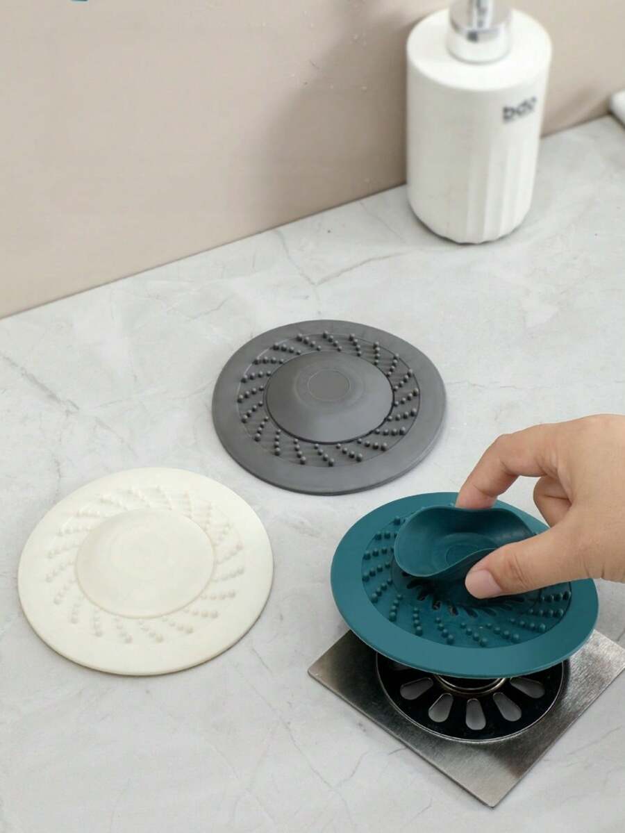 1/3pcs 2-In-1 Silicone Drain Stopper With Filter - Hair Catcher For Bathroom, Bathtub, Sink - Kitchen, Bathroom, Laundry Floor, Spa, Filter, Home Accessories Anti-Slip Cover