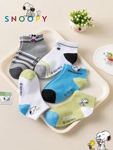10/5/1 Pair Snoopy Kids Socks, Sports Striped Socks With Puppy Pattern, Short Socks For Autumn/Winter, Suitable For Students, Gift And Daily Use - Multicolor - View 9