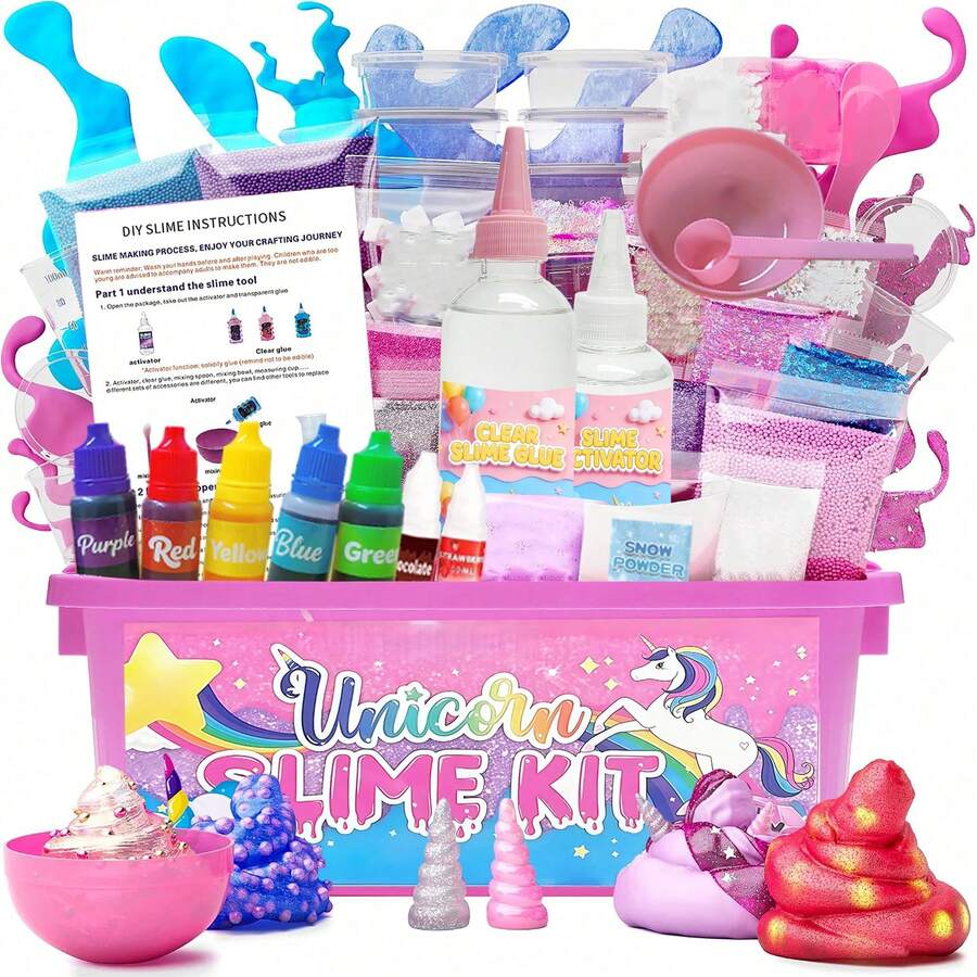 1 Kotak Set Mainan Unicorn, Set Mainan Tanah Liat Ember Besar, Set Slime DIY, Hadiah Ulang Tahun, Aktivitas Pesta, Mainan Penghilang Stres, Mainan Squishy, Set Putty, Set Slime, Butter Slime, Slime, Mainan Sempurna Untuk Anak Usia 6 Tahun Ke Atas, Penghilang Stres - MultiWarna - View 1