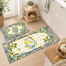 1/2pcs Lemon Pattern, Vintage Diatomaceous Earth Mat, Super Absorbent, Non-Slip, Perfect For Bathroom, Kitchen And Dining Room, Quick Drying, Machine Washable, Perfect Gift For Home Decor And Bathroom Mat - Multicolor - View 4