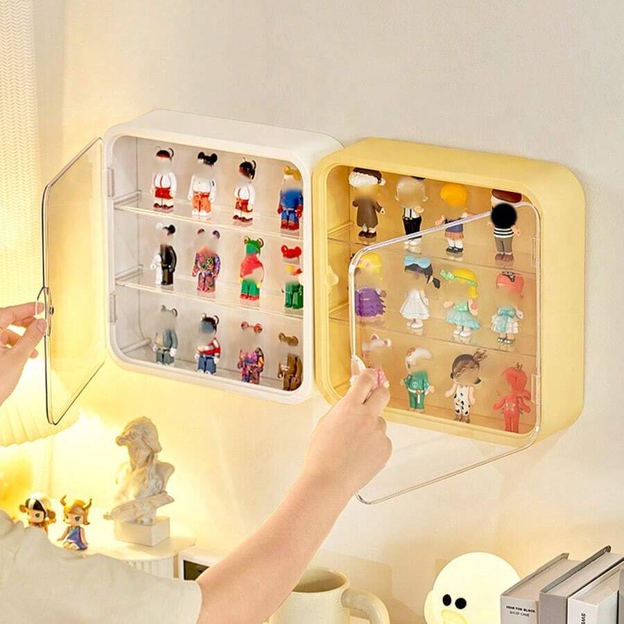 No-Drill Wall-Mounted Cosmetic Storage Box, Dust-Proof Wall Shelf, Multi-Layer Compartment Design, Can Hold Perfume, Skincare, Makeup, Bathroom Wall Organizer, Space-Saving Countertop, Large Capacity Home Beauty Storage Box, Easy Installation - Multicolor - View 1
