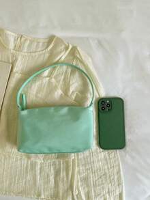 極簡風女款單肩包 手提包 高品質腋下包 半月包 附圍巾 適合上班通勤購物 - 藍色 - 查看 5