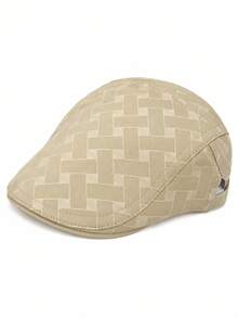 Men's Geometric Jacquard Beret, Adjustable Back Strap Newsboy Cap, Casual Flat Top Ivy Cap, Suitable For Daily Outdoor Wear - Diamond Checkered 7-color Newsboy Cap - View 8
