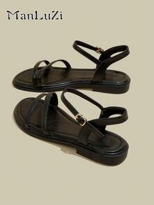 ManLuZi Women Flat Sandals - Hitam - View 1