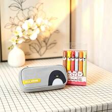 Ins-Style Niche Pencil Case, Large Capacity Stationery Box For Students, Highly Attractive Multi-Layer Storage Bag And Box With Eye-Protection Fluorescent Pens, Cartoon Animal Design, Fluorescent Markers, Student Marker Pens, Colorful Planner Pens - Multicolor - View 5