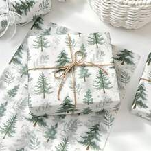 60/30/10 Sheets Mori Style Christmas Pine Tree Pattern Tissue Paper, 20*14 Inch Gift Wrapping Paper, Suitable For Christmas Decoration, Wedding, Thanksgiving, Birthday Gift Wrapping, Bouquet Wrapping, Gift Bag Filler And Party Gifts - Multicolor - View 1