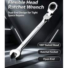 Alat DIY 1 buah Kunci Ratchet! Alat Mobil, Digital, Mekanik, Kunci Pas Ujung Terbuka dan Ujung Kotak Kombinasi, Bahan Logam Tahan Lama. Cocok untuk Perbaikan Mobil, Perakitan Komponen, dan Perawatan Listrik, Alat Pria, Alat Kerja - Kunci pas ratchet kepala bergerak berlapis listrik tunggal 10MM - View 11