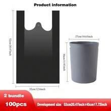 100pcs/50pcs Thickened Large Black Trash Bags, Kitchen Garbage Bags, Vegetable Bags, Large Size Trash Bags, Suitable For Paper, Plastic, Bottles, Newspapers, Lawn, With Handle T-Shirt Bags, Large Capacity Plastic Bags - Tank Top Style - View 4