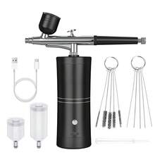 Cordless Rechargeable 48PSI High Pressure Air Pump Set With 0.3mm Nozzle And Cleaning Brush, Suitable For Nail Art, Painting, Cake Decorating And Other Tools - Black - View 7