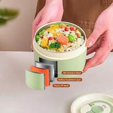 304 Stainless Steel Lunch Box, Bento Box Adult, Portable Insulated Lunch Container Set, Leakproof Microwaveable Hot Food Container, Cute Japanese Bento Box For School Student, Insulated Bowl With Lid, Tiffin Box, Food Warmer Container - Multicolor - View 5