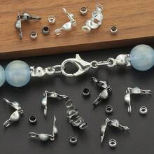 360pcs DIY Connecting Ring Parts Assortment With Positioning Beads And Clasp Buckles, Suitable For Braiding DIY Jewelry, Necklaces, Bracelets, Keychains, Beaded Connectors, End Caps, Flat Clamping End Caps For Round Beads, Jewelry Clasps, DIY Jewelry Making Materials - Buckle & Positioning Beads - View 8